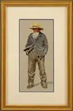 R. Benjamin Jones, Pennsylvania Farmer, Gouache portrait of a farmer in brownish/gray outfit wearing a straw hat with gray band and having a long white beard