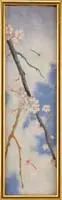 Fedelia Bridges, Set of Four Insect & Bird Paintings, 1 & 2) Oil on canvas mounted on panel vertical scenes show a tree swallow and a blossoming apple tree branch