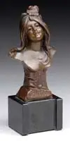Victor Heinrich Seifert, La Rose, Miniature art nouveau bronze bust of a woman