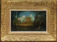 Diaz, Untitled, Impressionist oil on panel scene of a Barbizon School landscape. A very nice Barbizon look