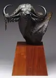 Dennis P. Anderson, Water Buffalo Head, Large bronze bust of a Cape Buffalo with big horns