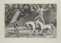 Gifford Beal, Bareback Act, Old Hippodrome, A limited edition, signed, original lithograph