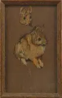 Will Rowland Davis, Rabbit Study, Pastel on brown paper