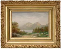 Zanthus Smith, The Bubbles, Acadia National Park, Maine, Small oil on paper by noted artist of a most popular Mt. Desert Island landscape