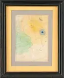 Joan Miró, Abstract Composition, Watercolor and pencil scene of two figures under star and moon