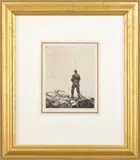 Philip Kappel, The Fisherman, Etching shows a man fishing on rocks beside water. Pencil signed lower right and identified illegibly on left