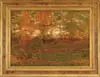 Leonard Ochtman, Fall Landscape, Oil on canvas landscape scene shows orange and green trees with field in foreground with setting sun in background