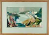 Cityscape with River and Buildings by Laurence Philip Sisson, Watercolor scene shows winding river surrounded by city buildings, sold Jan 2005