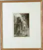 Isabelle Bishop, The Conversation, Engraving depicts a man and woman conversing on street corner