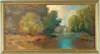 Richard D. Enright, A Streamside Path, Oil on canvas summer scene shows winding body of water with path beside