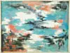 Harriet Kline, Maine Sunset, Abstract oil on canvas scene shown in colors of white, red, black and blue