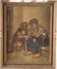 P. Simmons, Best Friends, Oil on canvas scene shows a young boy and his dog seated on a step