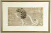 Clement Hurd, The Lion, Colored print of seated brown lion with black mane and tail. Appears to be a rubbing/linoleum cut