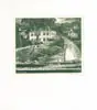 Carol Thayer Berry, Day’s Ferry on the Kennebec, Green print shows sailboat on water in front of large colonial house and hillside. Pencil signed and titled