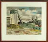 Charles Trumbo Henry, Coal Yard and River, Watercolor scene shows coal plant with East River next to it looking across to New York City