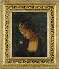 The Butterfly by Signed, Oil on canvas portrait of a girl with white butterfly on shoulder, sold Jan 2004
