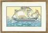 Harry Loud Bridwell, Roman Galley, Gouache illustration of a manned Roman ship in full sail flying many flags