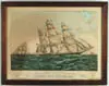 Clipper Ship “Sweepstakes by Nathaniel Currier, Colored lithograph shows tall ship in full sail with other ships around. Descriptive legend with publishing date of 1853, sold Jan 2004