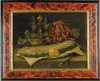 A. Sauvage, Seafood Feast, Chromolithograph on canvas scene shows fish, crayfish and condiments on a table setting. Ready to serve