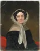 Unsigned, Lady Tennyson Wife of The…London, Oil on board portrait shows older woman in black dress with white bonnet wearing glasses. Identified on back