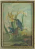 Unsigned, Kingfishers, Oil on canvas scene shows two Kingfishers on yellow daffodils