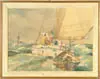 James Sessions, Outward Bound, Print of two people sailing next to buoy and land
