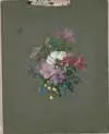 C. Kupfer, Still Life, Thin oil on light board of floral spray with red, white, yellow, purple and blue flowers