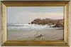 T. V. C. Valenkamph, A Rocky Coast Rockport View, Oil on canvas scene shows breaking waves off rocky shoreline with beach in foreground
