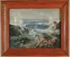 Alexander Bower, Maine Coastal Scene, Oil on canvas scene shows rocky coastline with crashing waves