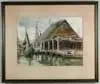 F.C. Anderson, Harbor Scene, Watercolor on paper harbor scene shows fishing boats moored to dock with building