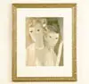 Untitled by Watercolor Mon Fil By Marie Laurencin, Heavy watercolor shows two ladies wearing hats and formal attire, sold Aug 2002