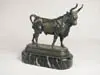 Untitled by Bronze Of Bull On Marble Base By Charles Valton, Bronze shows standing bull with large curved horns, sold Aug 2002