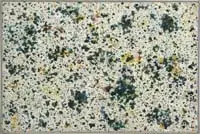 William H. Hopper, Healing Light” Or “Marsh Scape, Acrylic & oil on canvas abstract scene shows green, yellow, & red splotches on a white background. Thick use of paint