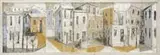 Richard Kidwell Miller, Row Houses, Oil on canvas modernist scene shows a group of houses lining small streets with trees