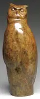Geoffrey Dashwood, Eagle Owl, Life size bronze of an owl with mottled brown patina