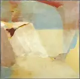 Elain, Modern Abstract, Large oil on canvas abstract scene in reds, yellows, & blues
