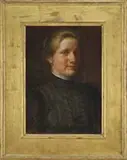 Portrait of a Woman by Karl Walter Leopold von Kalckreuth, Oil on board half portrait showing a woman in a black dress with light brown hair, sold Aug 2011