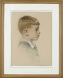 Charles Shepard Chapman, Portrait of a Young Boy, Pastel side profile of a young boy with light hair