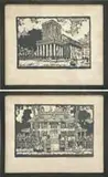 Florence Bradshaw Brown, First Church, Boston” and “Longfellow’s Home, Two woodblock prints in black and white show these Boston landmarks. Pencil signed bottom right