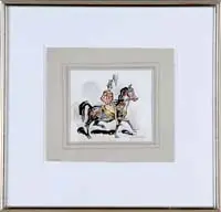 Parade by Walt Francis Kuhn, Watercolor scene shows a parading horse with man dressed in fancy uniform, sold Jan 2008