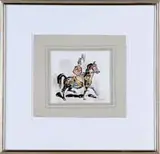 Parade by Walt Francis Kuhn, Watercolor scene shows a parading horse with man dressed in fancy uniform, sold Jan 2008