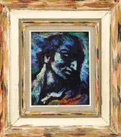 Roberto by Umberto Romano, Oil on artist board shows a head study in blue, sold Jan 2008