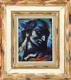 Umberto Romano, Roberto, Oil on artist board shows a head study in blue