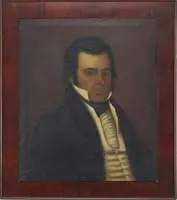 Unsigned, Portrait of a Gentleman, Oil on canvas half portrait of a middle age man wearing a black coat, white vest and high collar