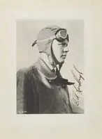Autograph Photograph Of Charles A. Lindbergh, Untitled, Photographic print by Underwood & Underwood, shows a young Lindbergh with flight cap and goggles