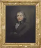 Thomas Phillips, Portrait of Lord Harry Bennett, Pastel half portrait of a gentleman with crossed arms wearing a green jacket and long graying hair