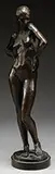 Jo Davidson, Youthful Pose, Outstanding bronze sculpture of a young woman posing nude with arms on hips and head slightly cocked