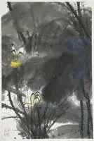 Untitled by Loose Painting, China, Xie Zhiliu, Ink and light color on paper, finely depicting a lotus pond. With three seals, sold Aug 2012