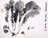 Untitled by Loose Leaf Painting, China, Tang Yun, Ink on paper, finely depicting crickets and Chinese cabbage, sold Aug 2012