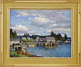 Thomas M. Nicholas, Harbor at Port Clyde, Me, Outstanding oil on canvas